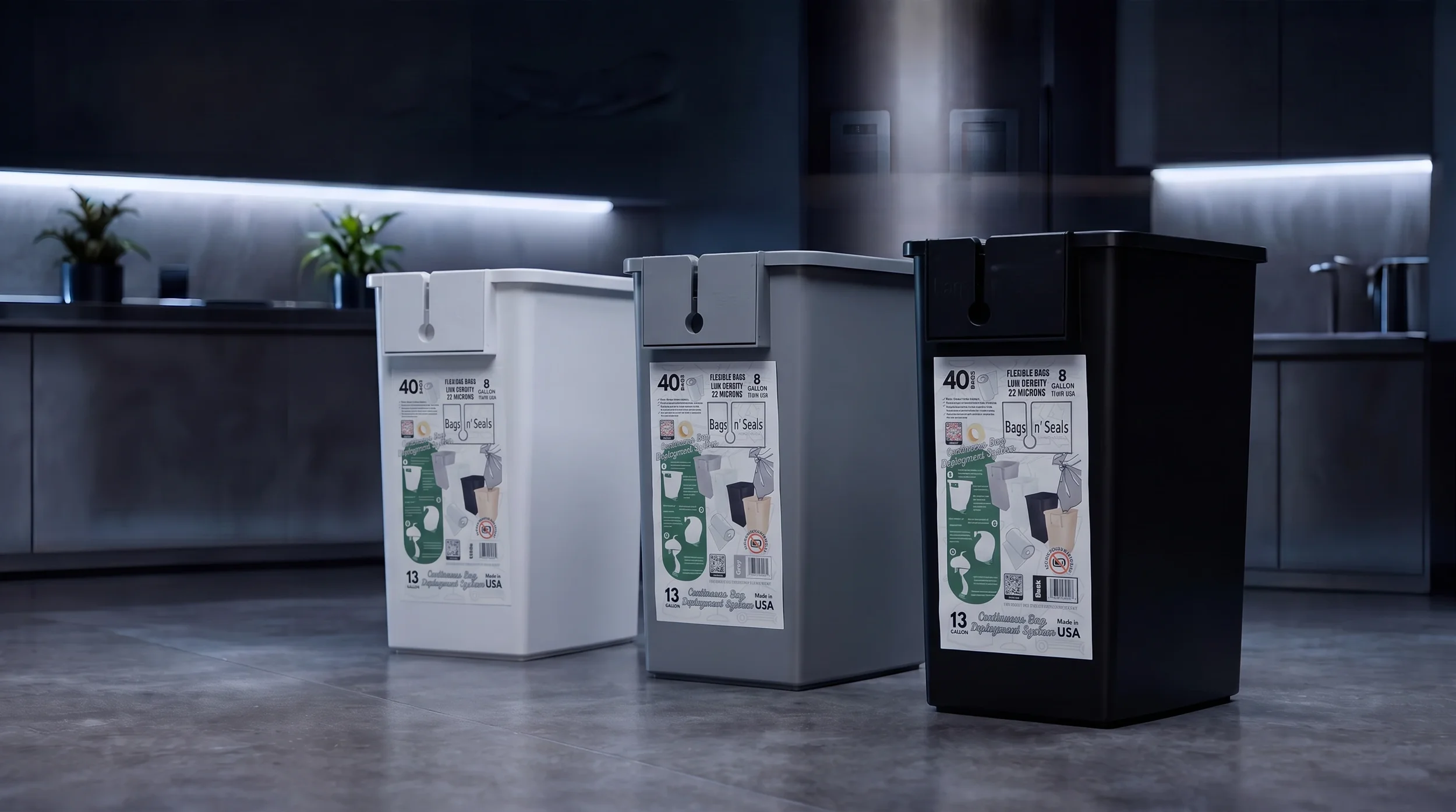 Three Bags n’ Seals systems in a contemporary professional interior