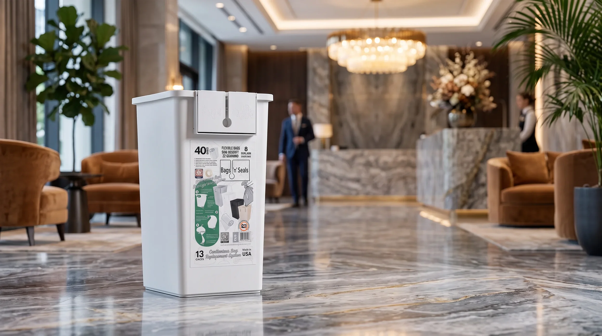 Bags n’ Seals system in a hotel lobby