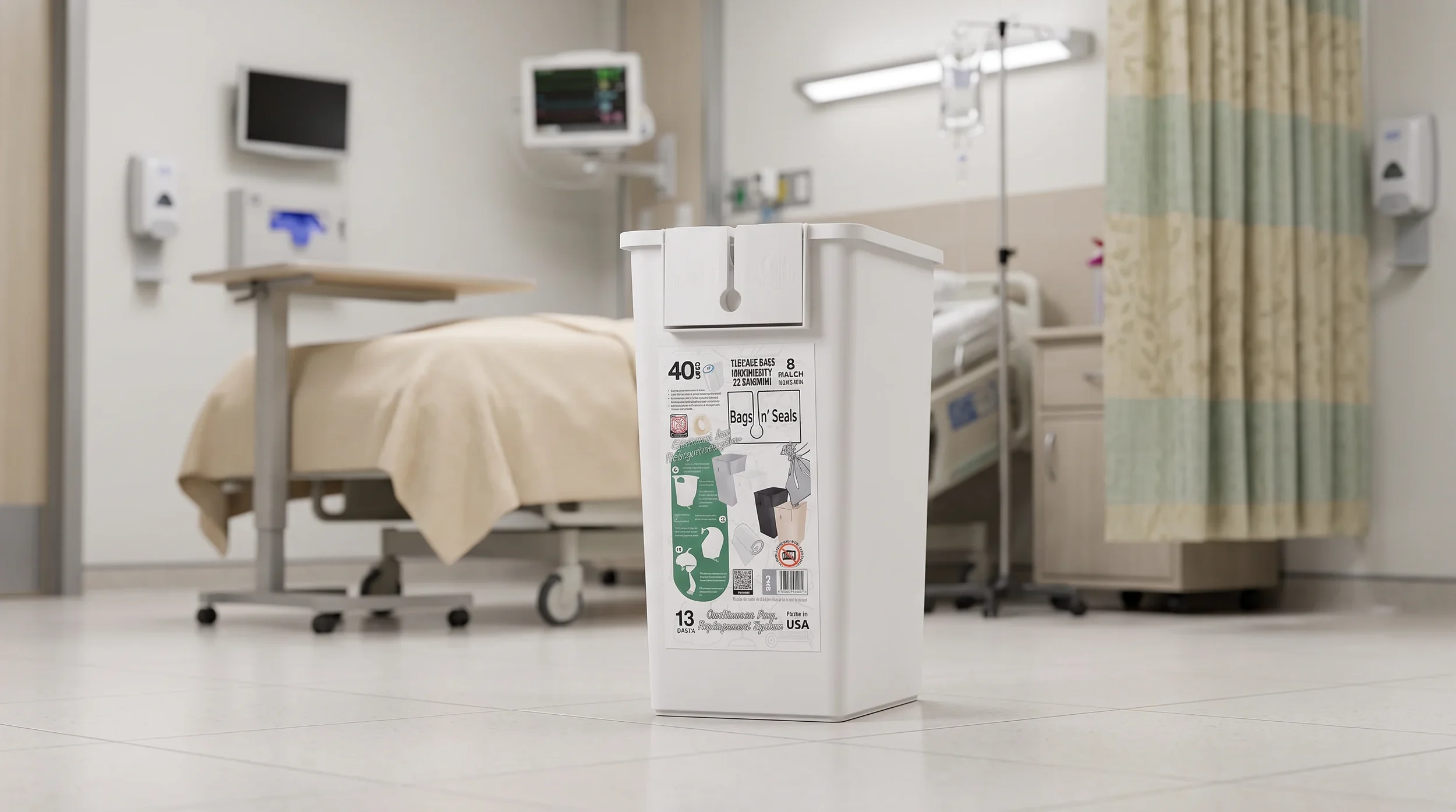 Bags n’ Seals system in a hospital room