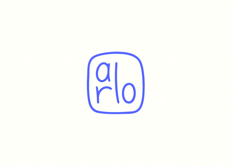 Short animation in which one logo disappears with a cloud of smoke and reveals a new logo. The old logo read "Arlo," and the new one is a single "A." 