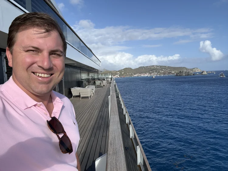 Mark on a cruise ship deck