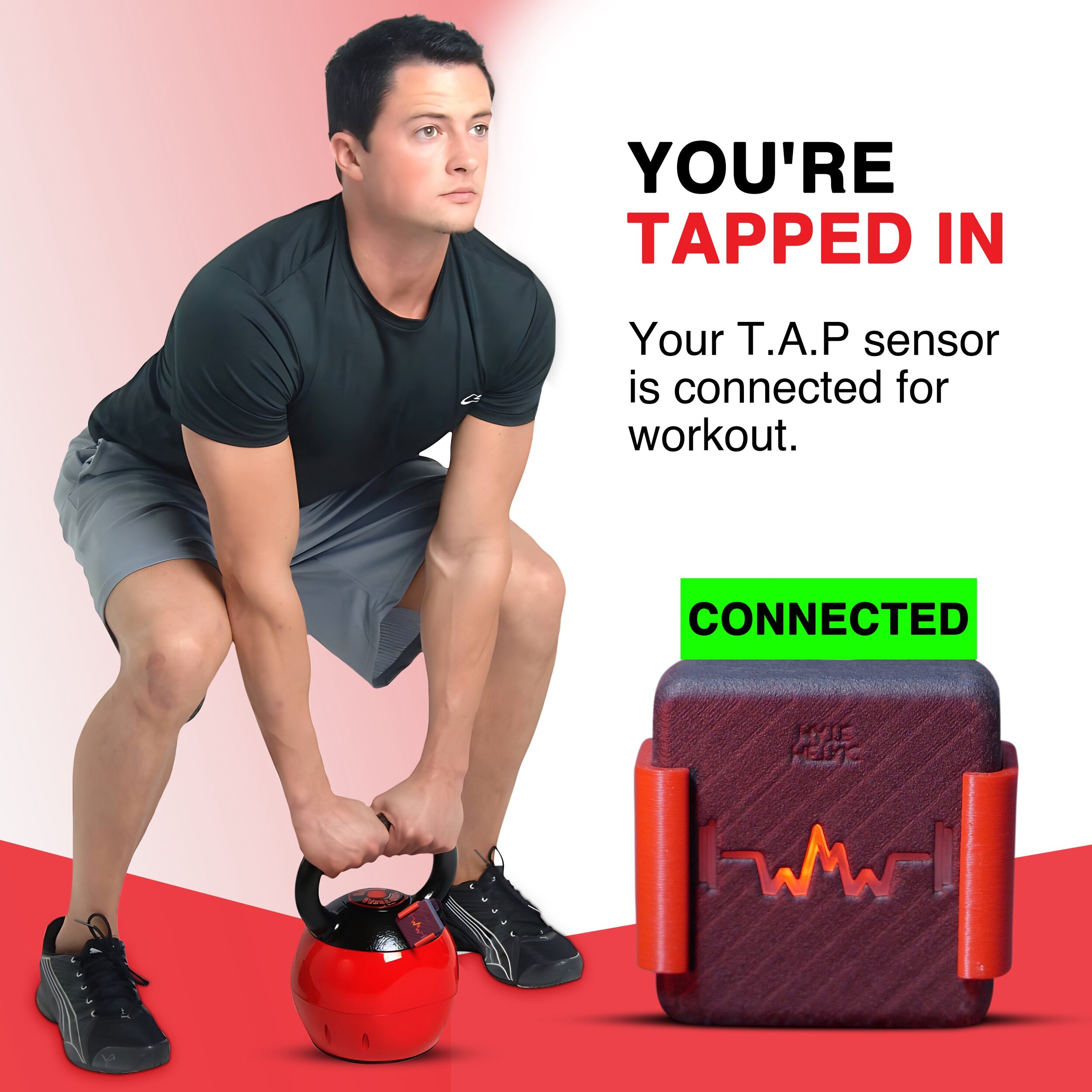 Athlete training with a connected Metric Mate T.A.P. Sensor