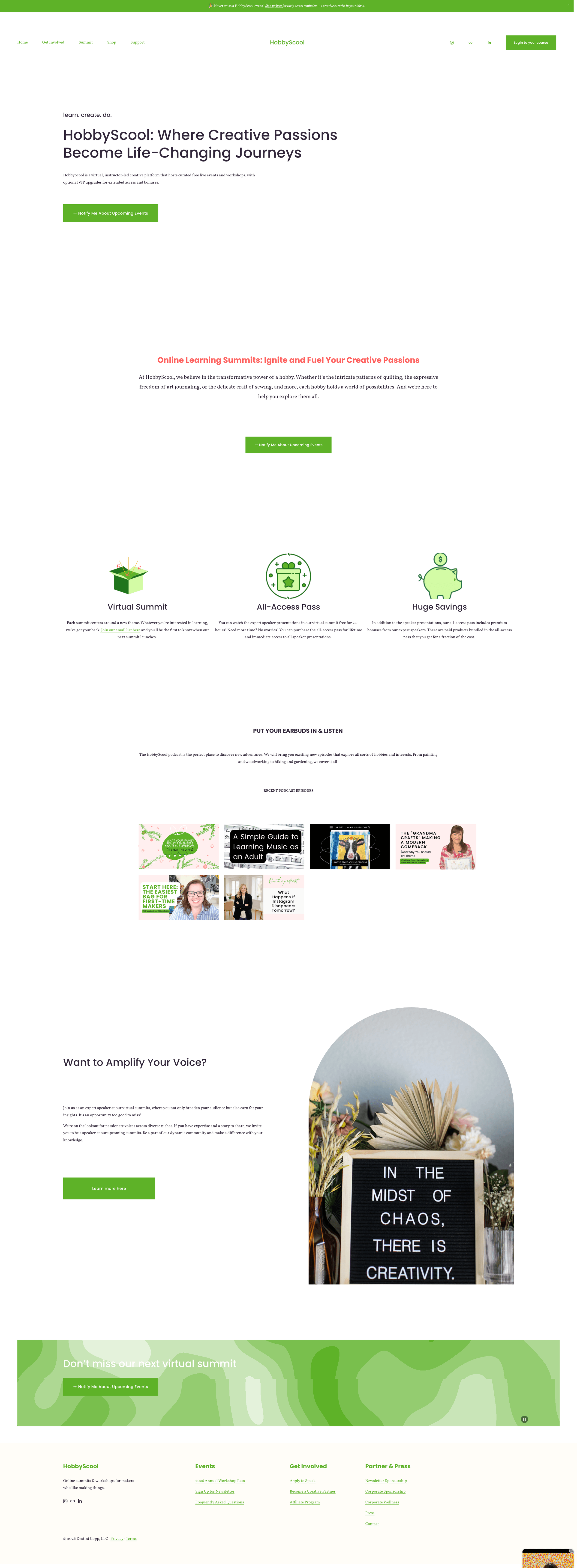 HobbyScool homepage before redesign