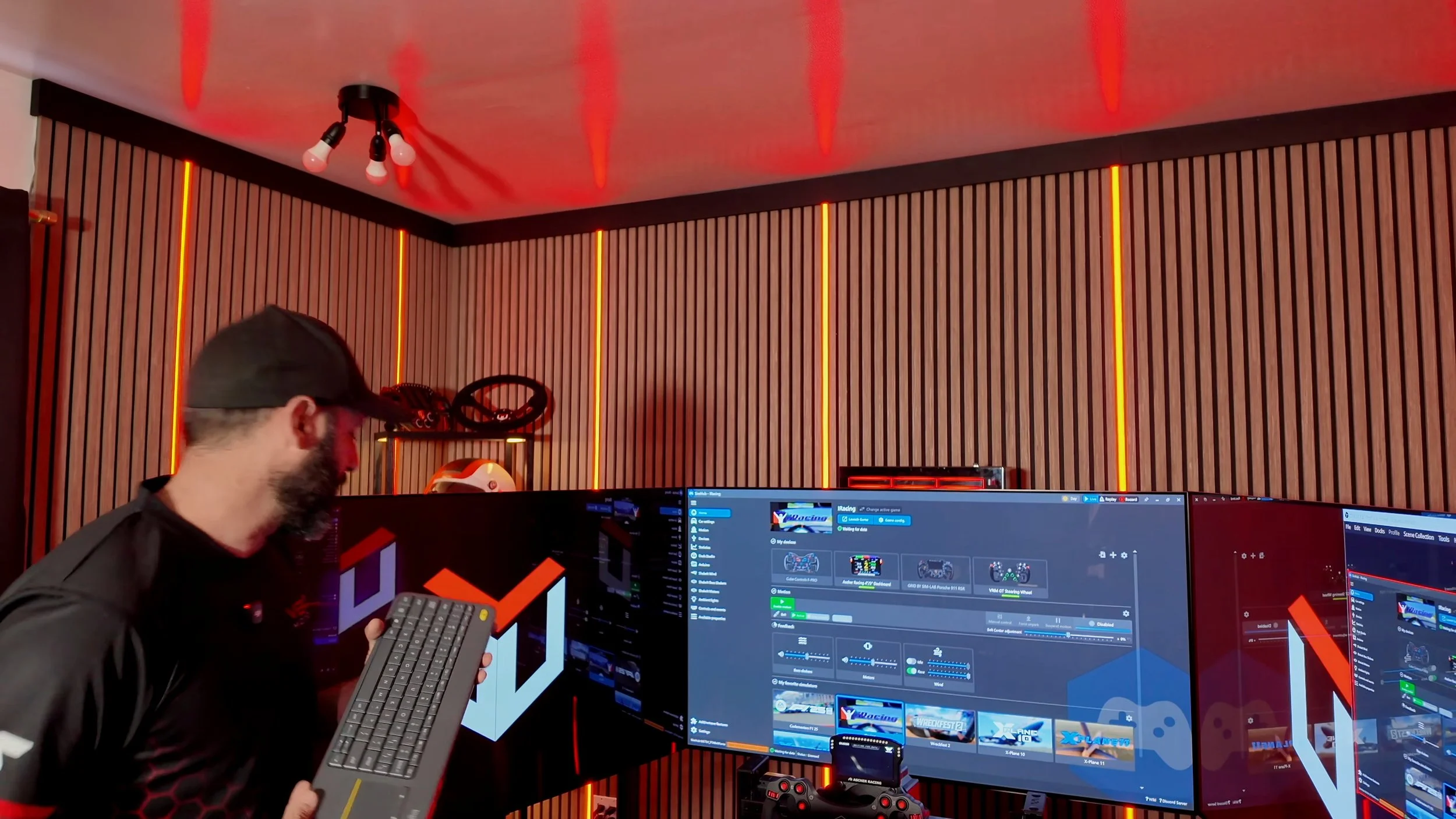 The software setup being demonstrated in the studio.