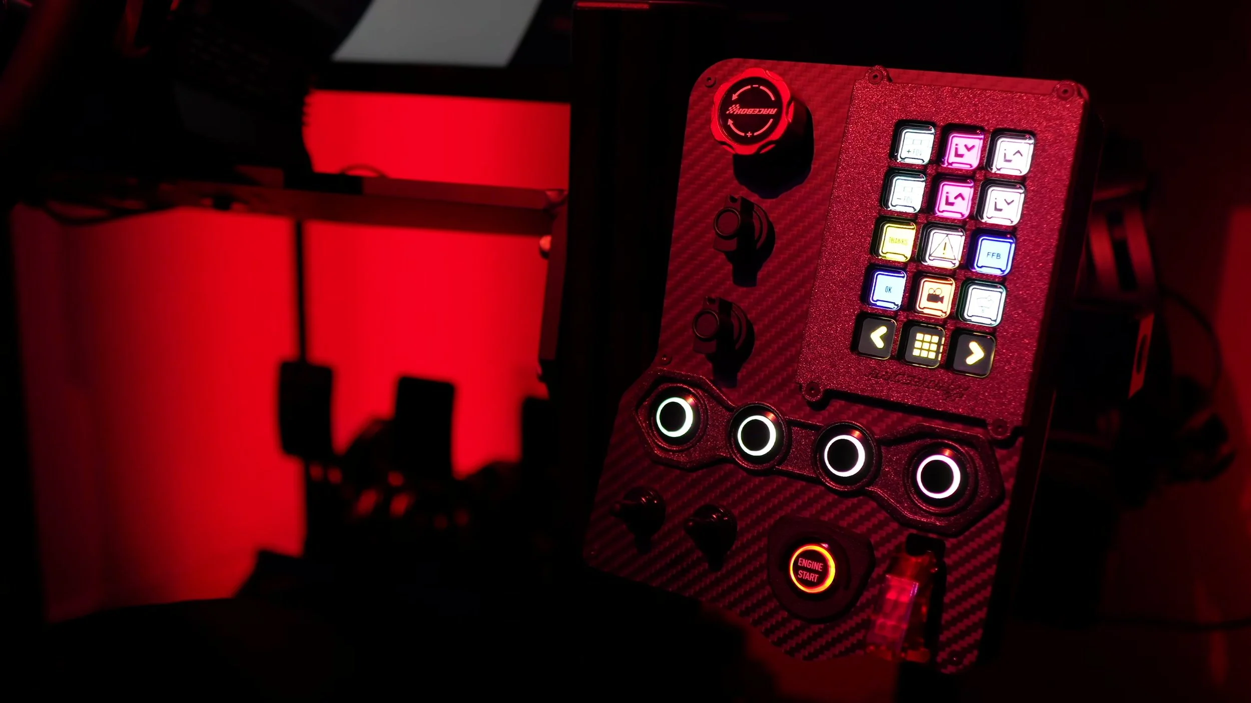 The GTR with an illuminated Stream Deck installed.