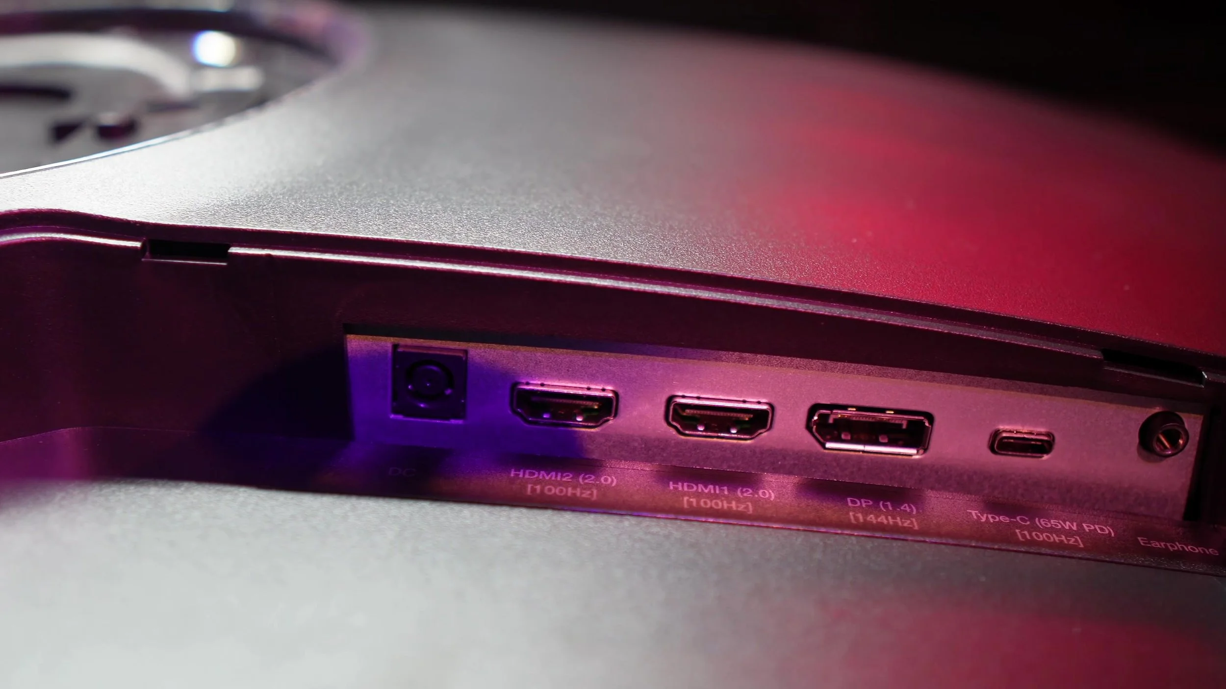 The monitor’s connection panel.
