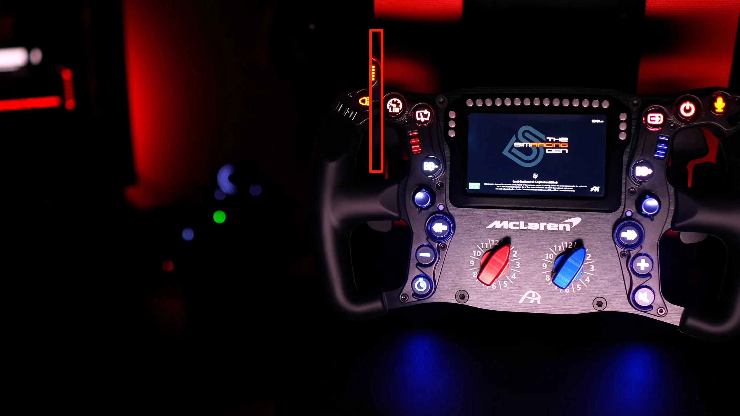 The illuminated front controls and display.