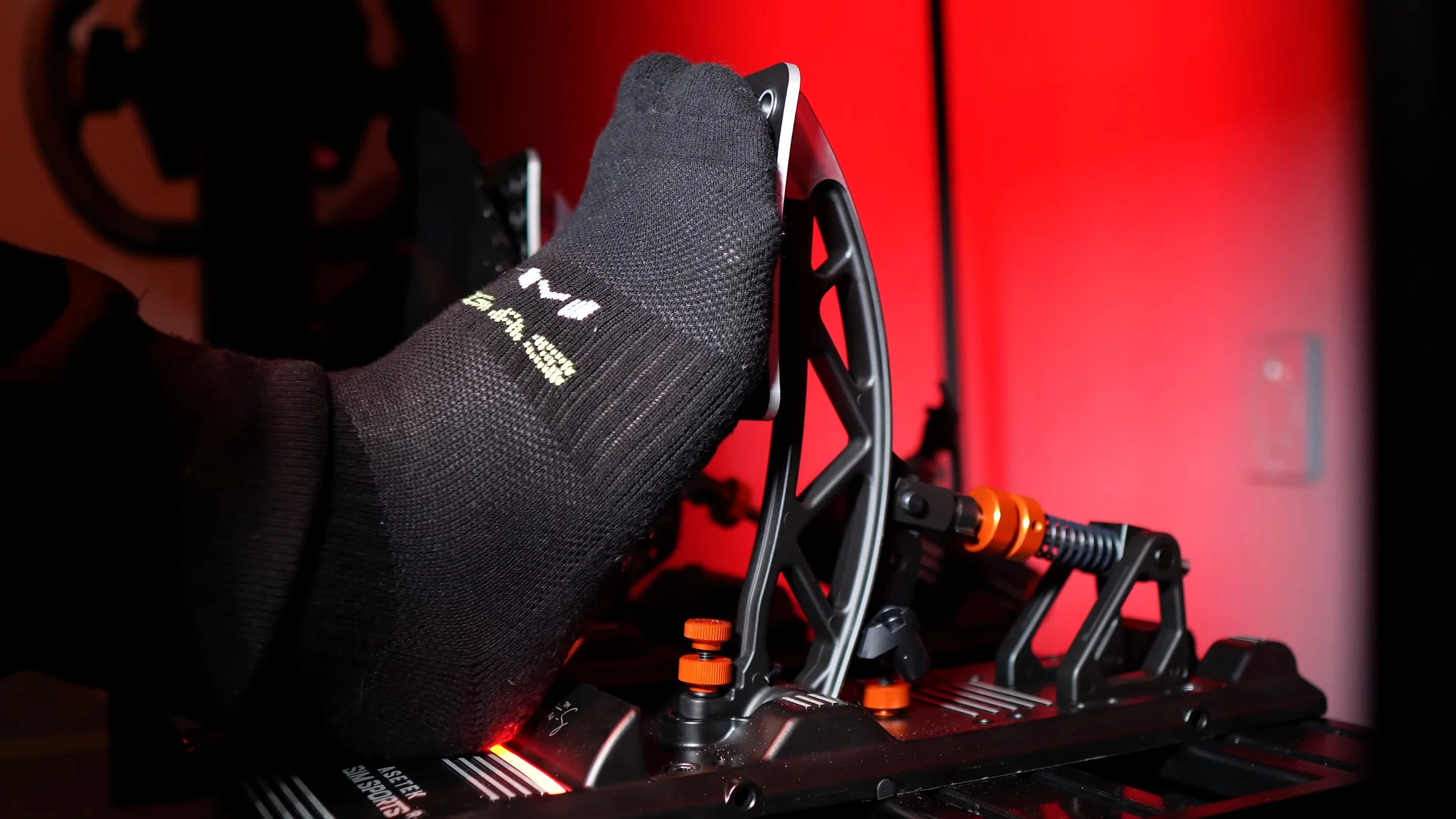 The pedal being pressed during testing.