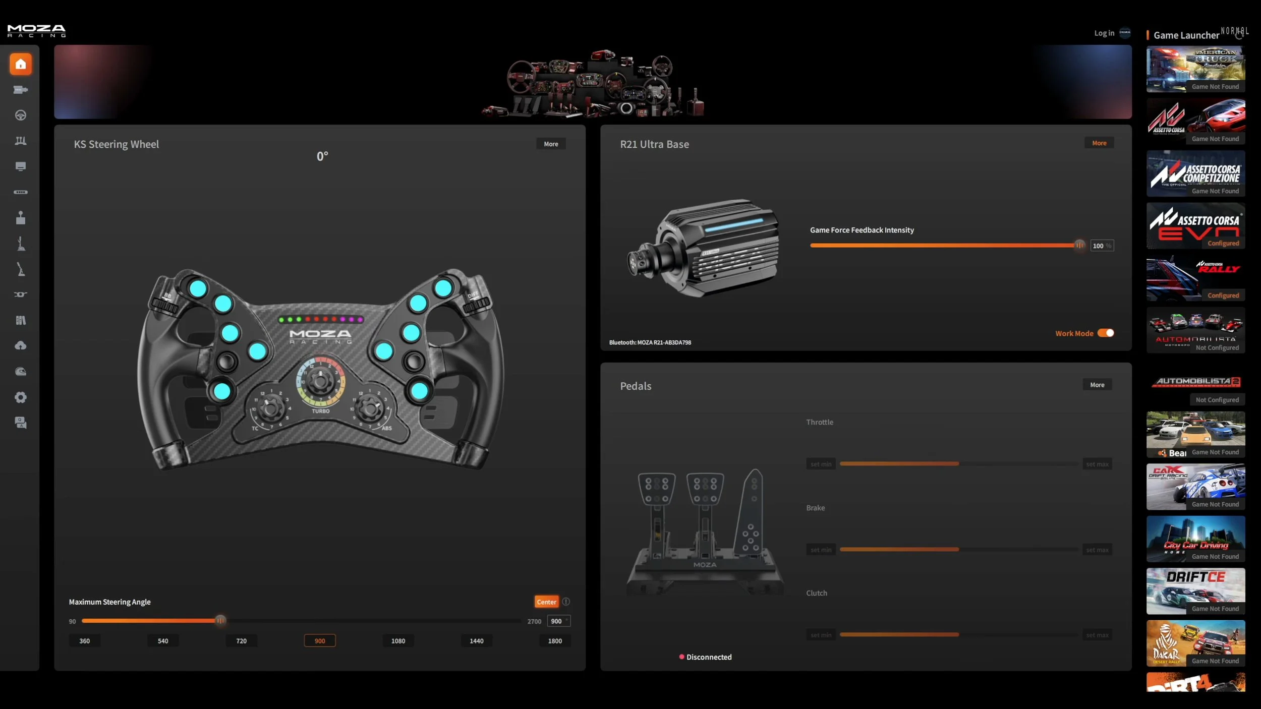 The MOZA Pit House configuration screens shown in the review.