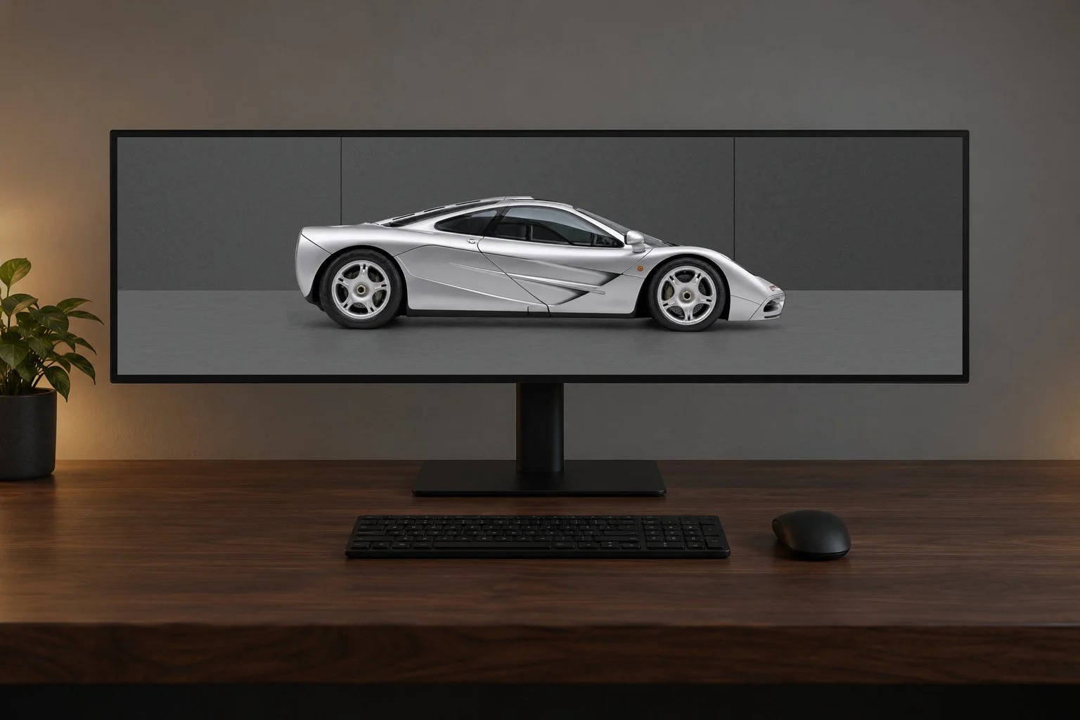Continuum in Silver Metallic on an ultrawide desktop monitor, dark background