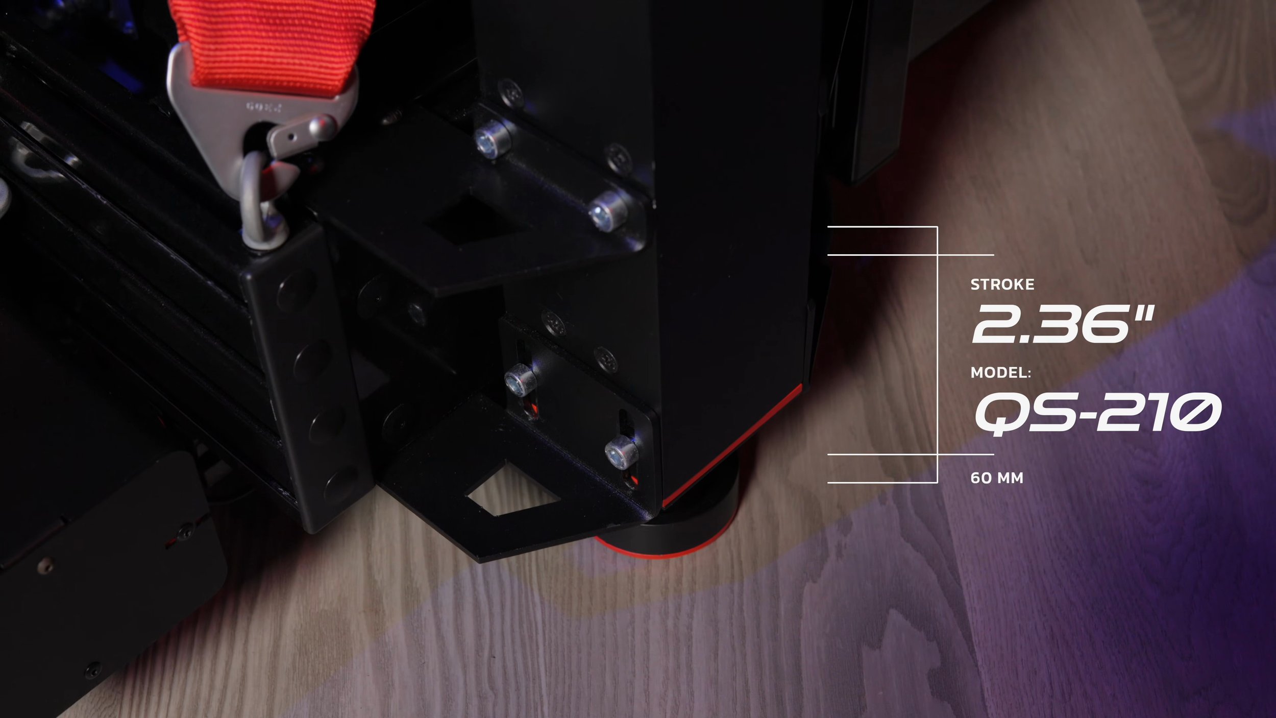 A close-up of the QS-210 actuator and its stroke specification.