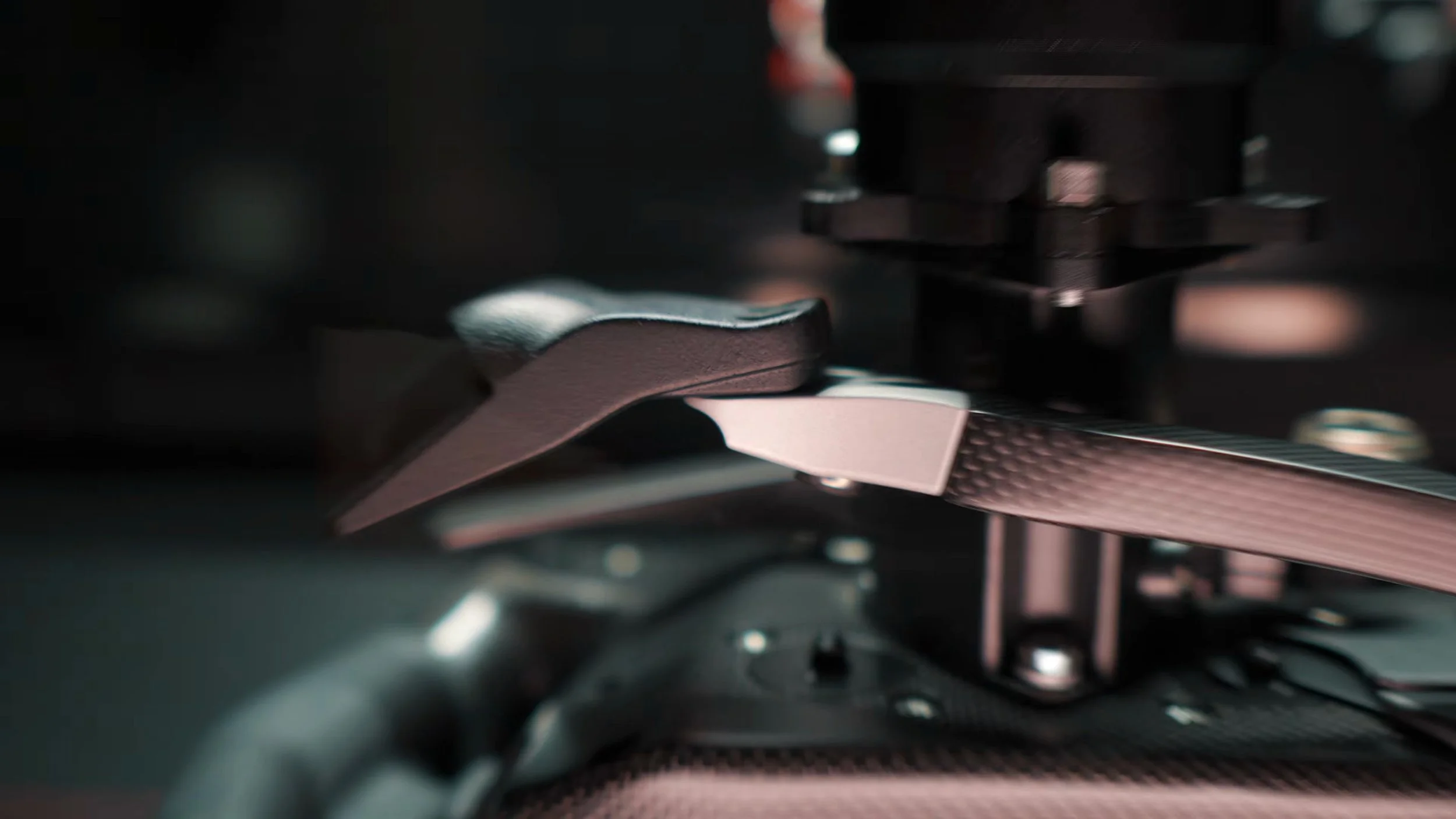 A close-up of the rear paddle assembly.