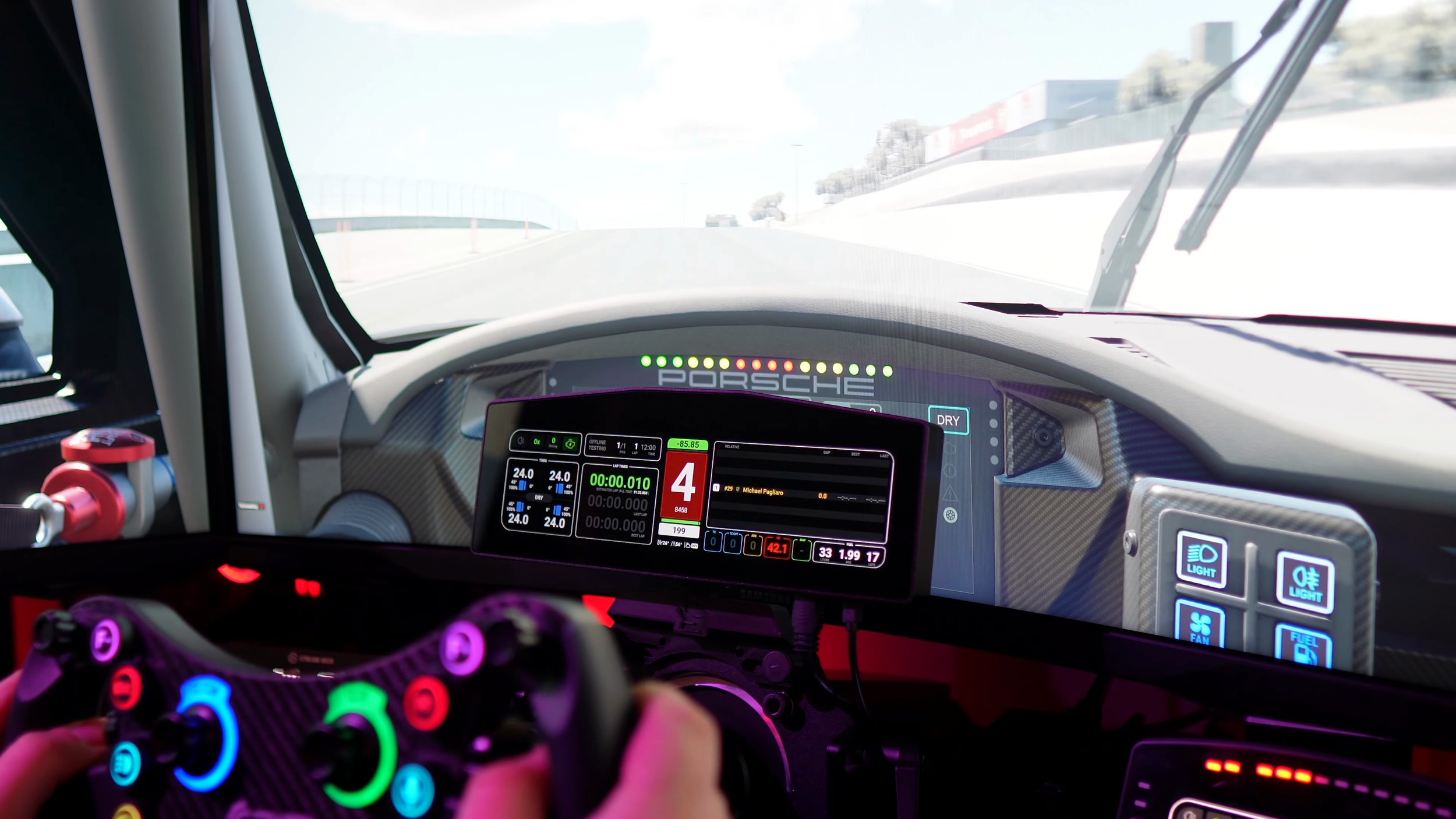 The display showing telemetry while driving.