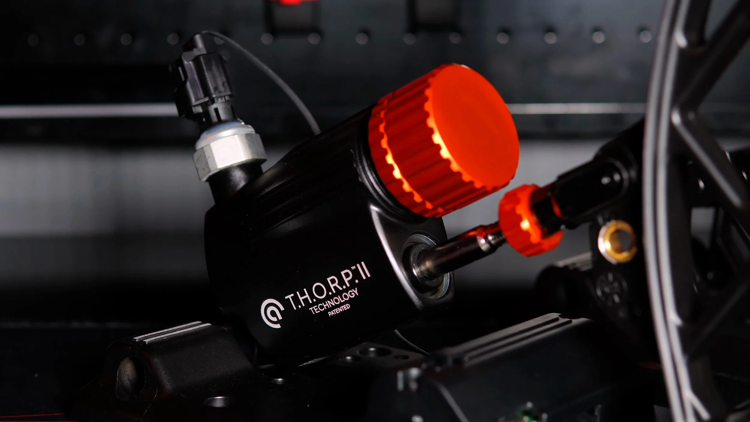 A closer look at the orange adjustment controls.