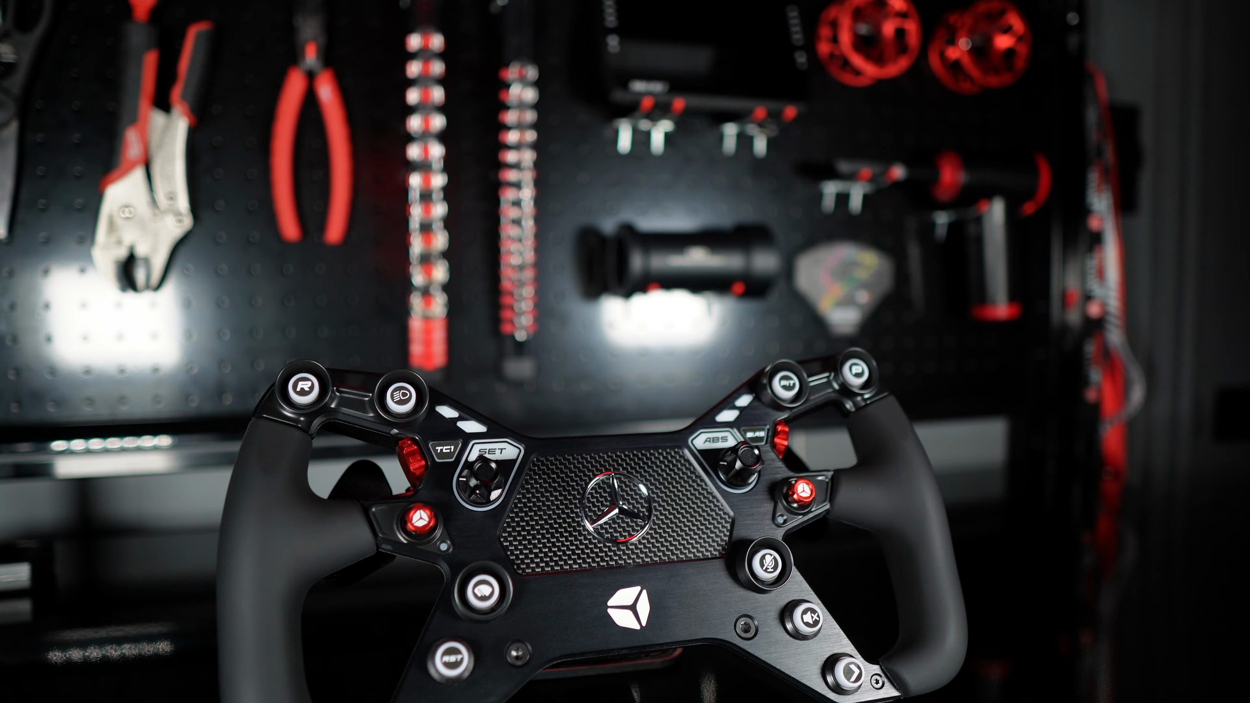 The Mercedes-AMG GT wheel on the workbench.