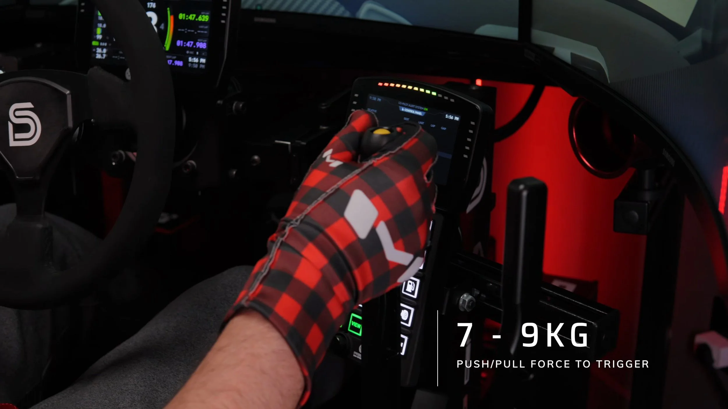 Operating the shifter, with the force specification shown in the video.
