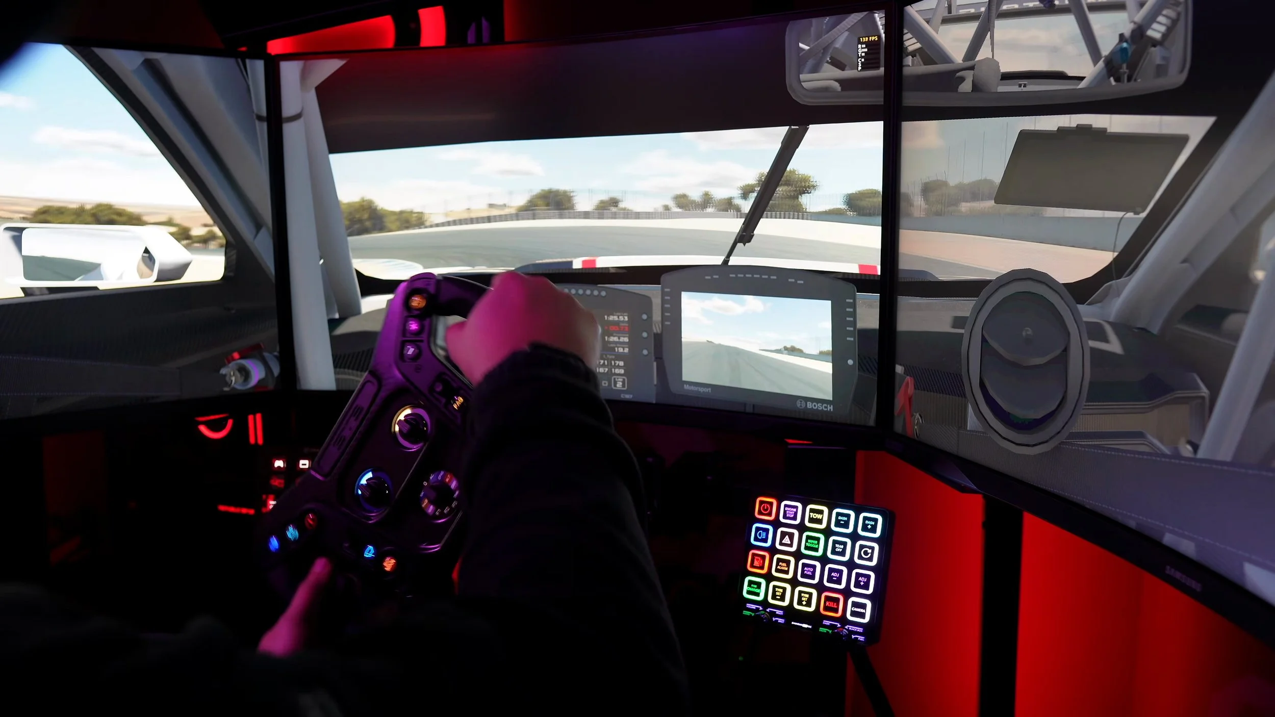 Driving with the Mustang GT3 wheel.