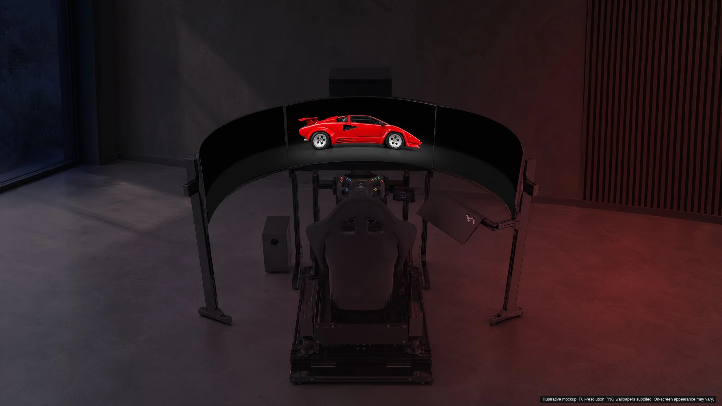 Razor in Midnight on a triple-screen sim rig
