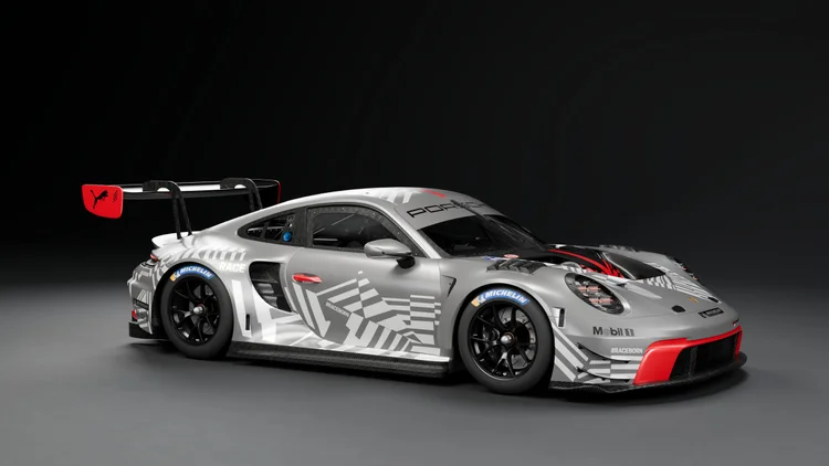 Porsche 911 GT3 R EVO 2026 — 2026 · Original livery, 3D-rendered car wallpaper in a minimal studio