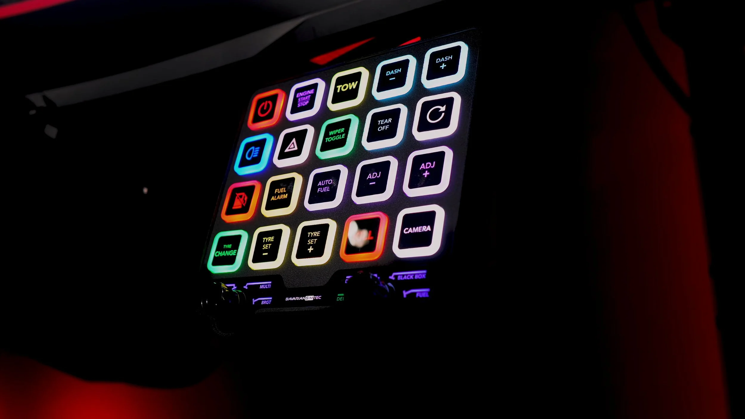 The illuminated buttons on the installed unit.