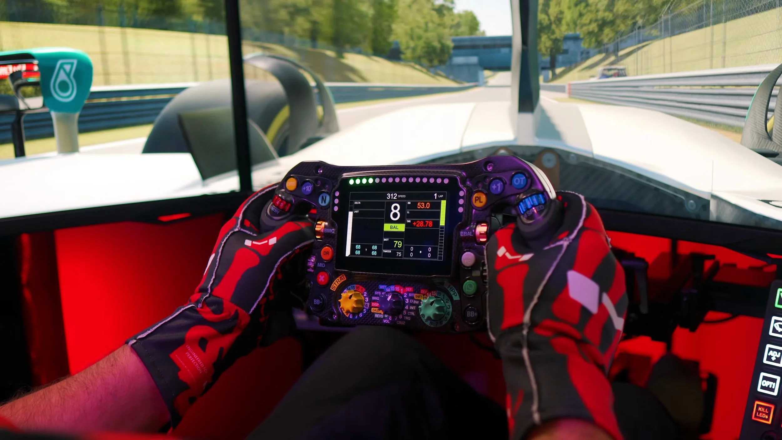 Driving with the Mercedes F1 wheel.