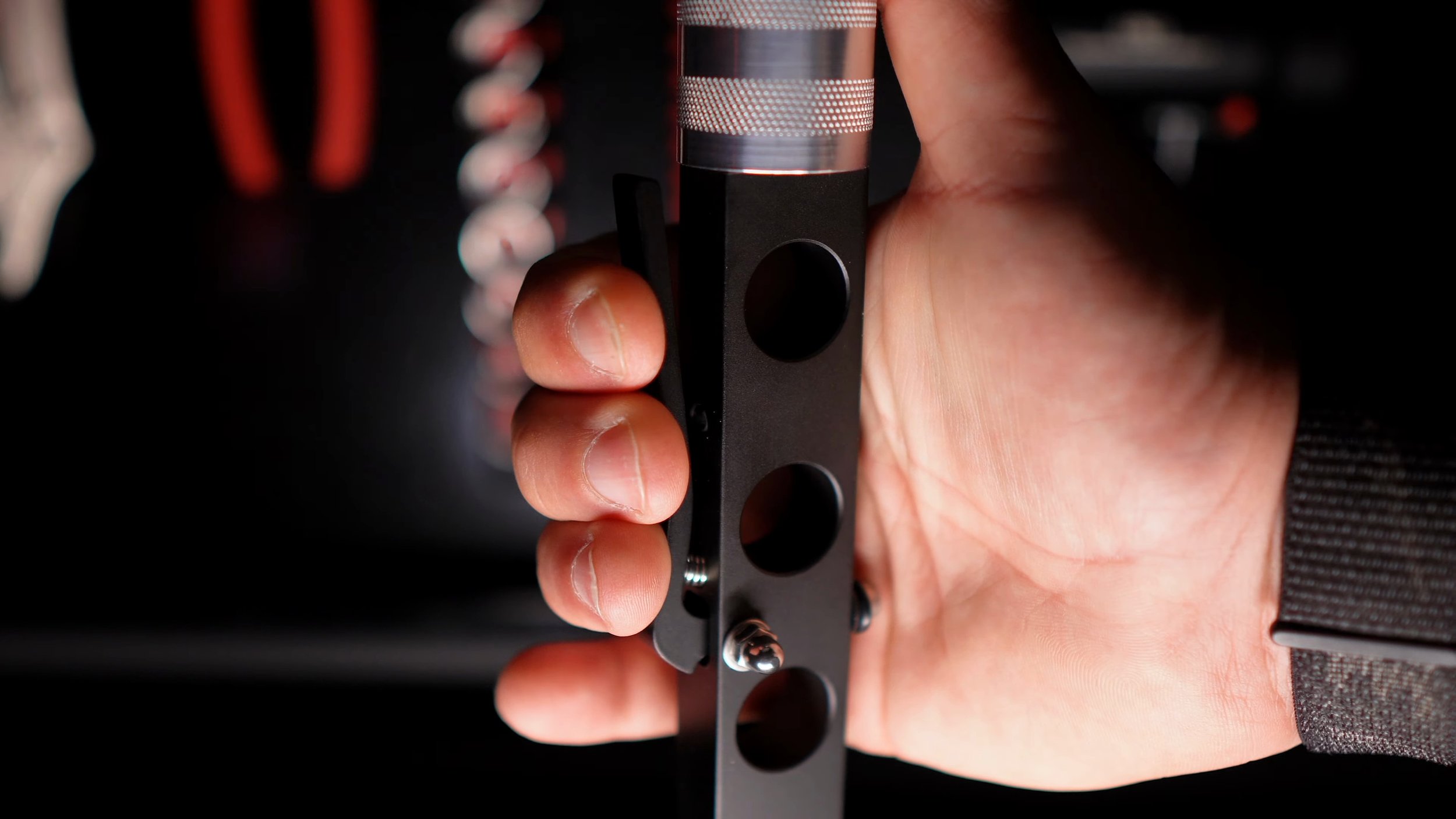 The lever and grip in hand.