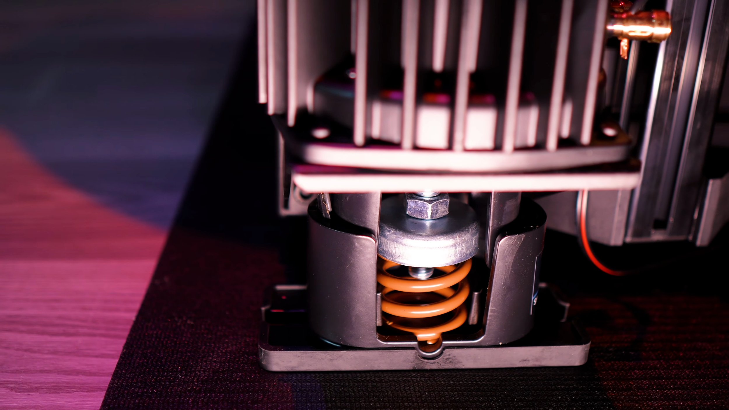 The spring and isolation assembly beneath the transducer.