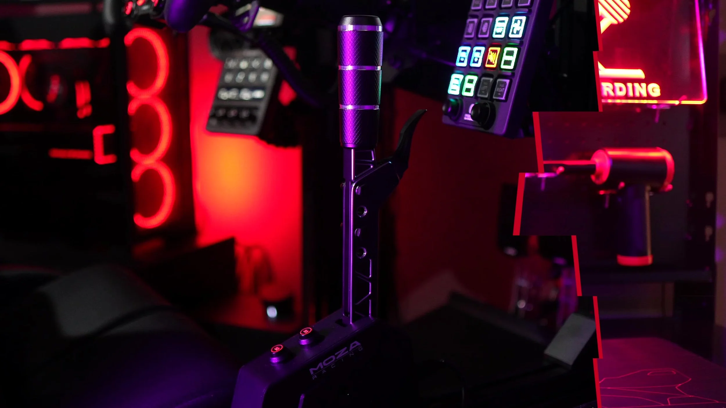 The MOZA SGP installed beside the cockpit.