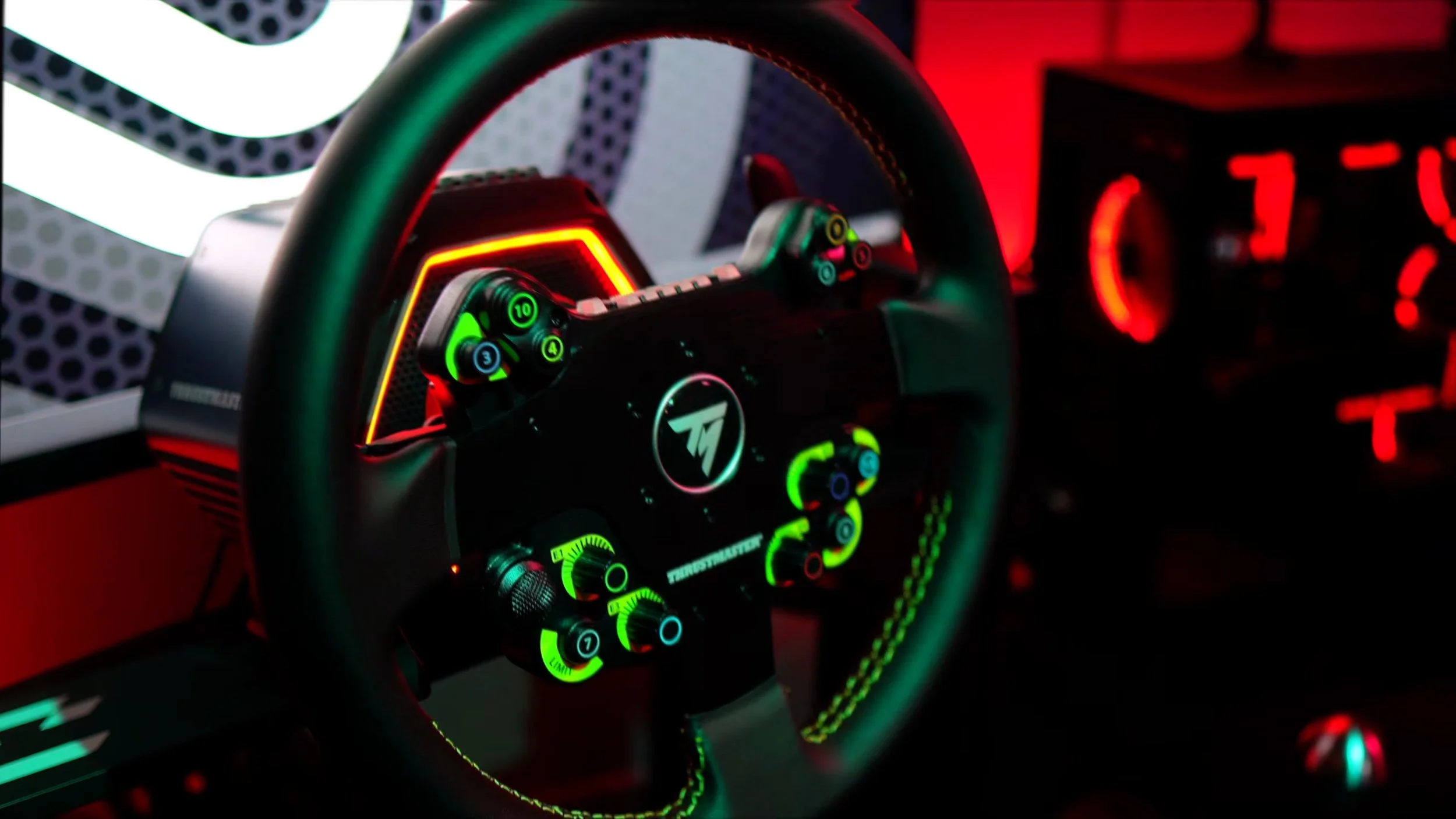 The illuminated wheel installed on the rig.