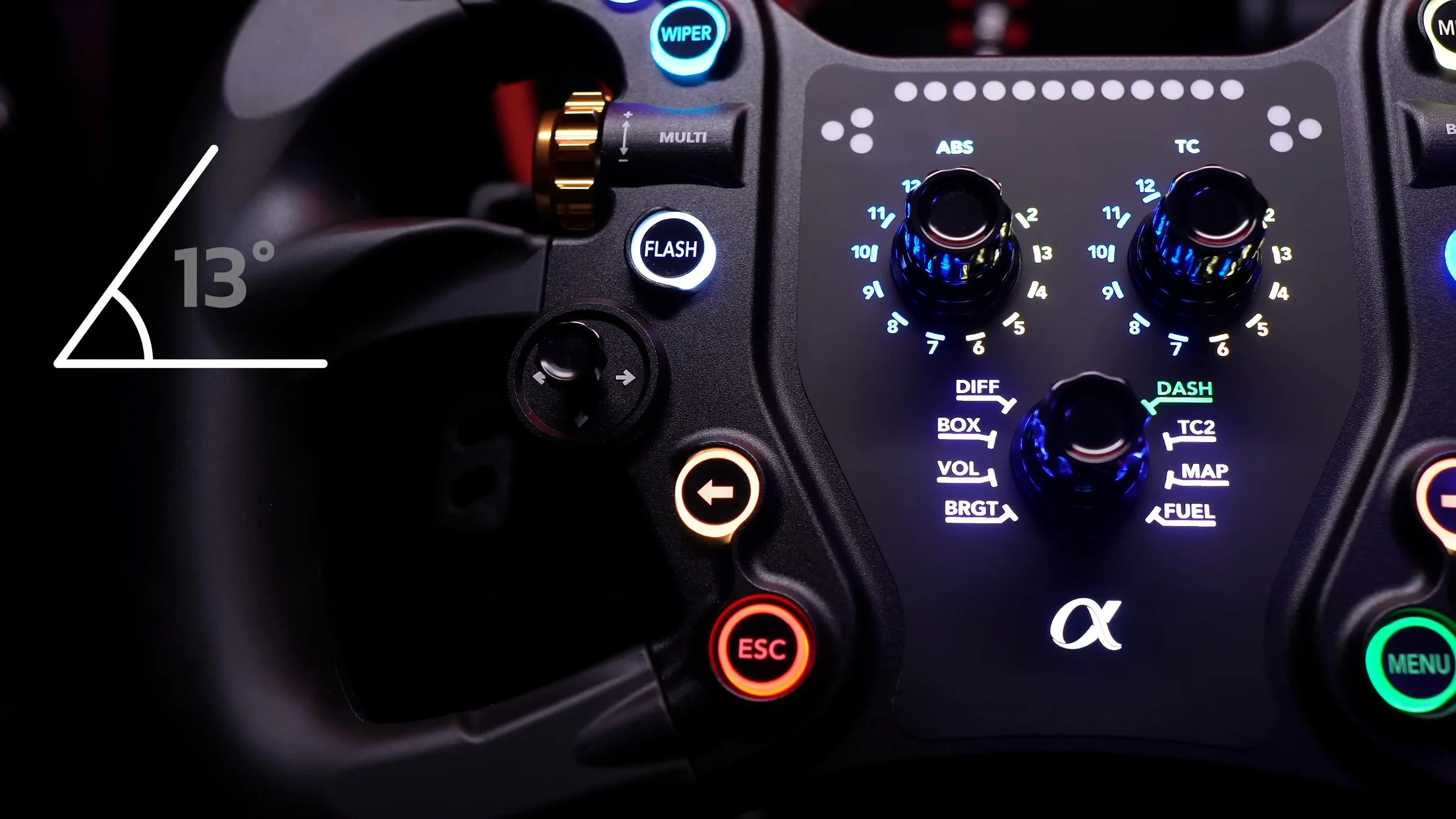 The grip shape and illuminated controls.