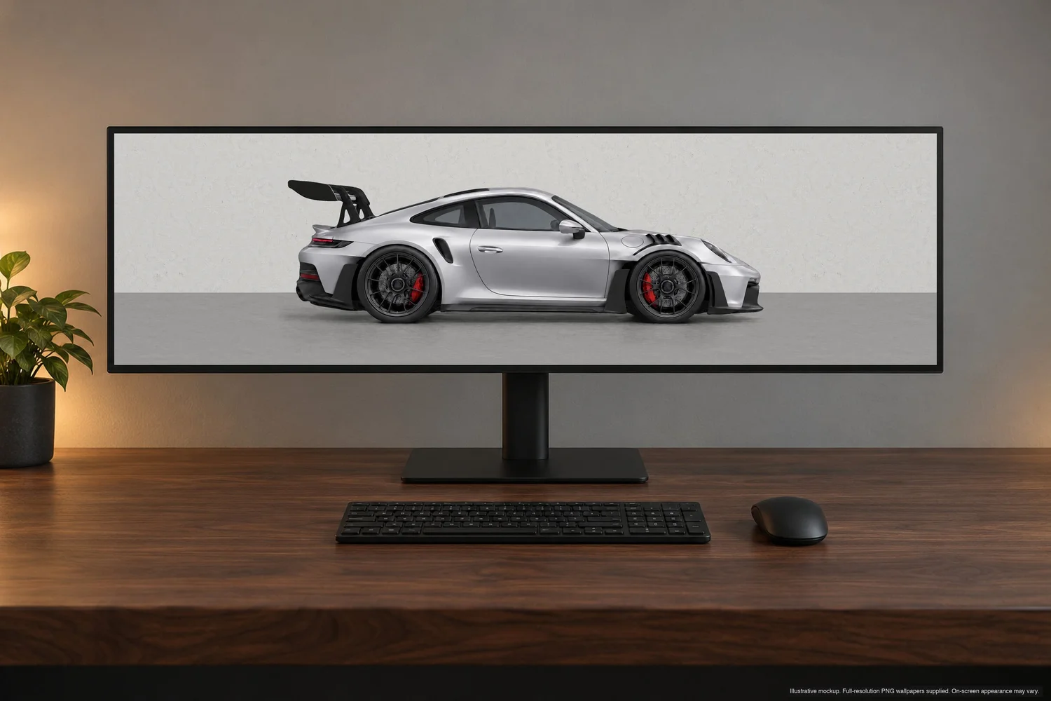Apex GT Silver Metallic minimal car wallpaper, light backdrop on a 32:9 ultrawide monitor