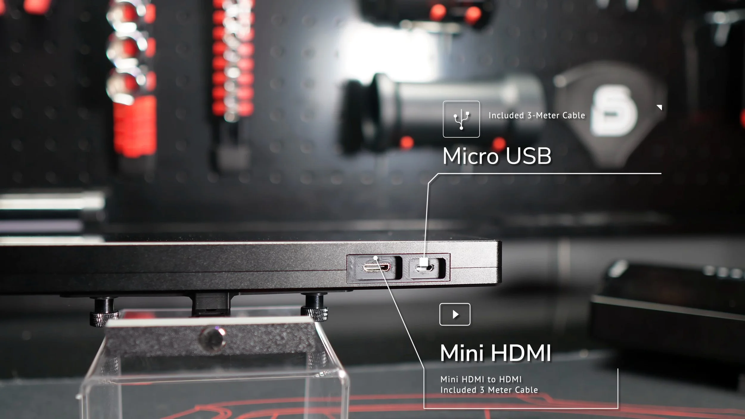 The Micro USB and Mini HDMI connections.