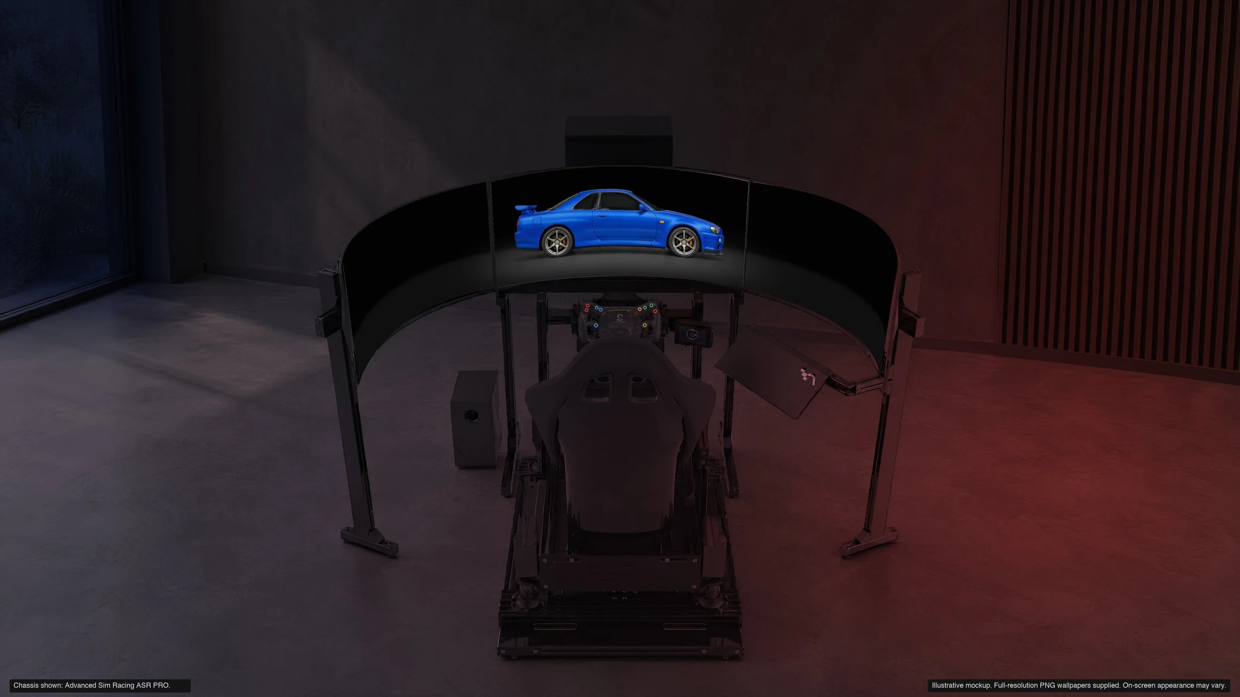 Nightline in Midnight on a triple-screen sim rig