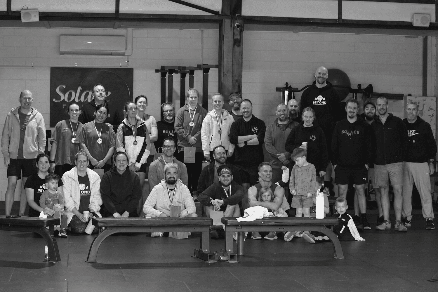 The Solace Fitness community together at the gym.