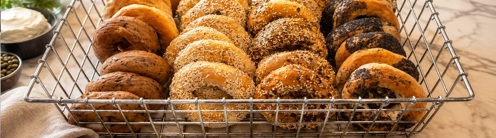 Fresh Montreal style bagels at Honey Seed