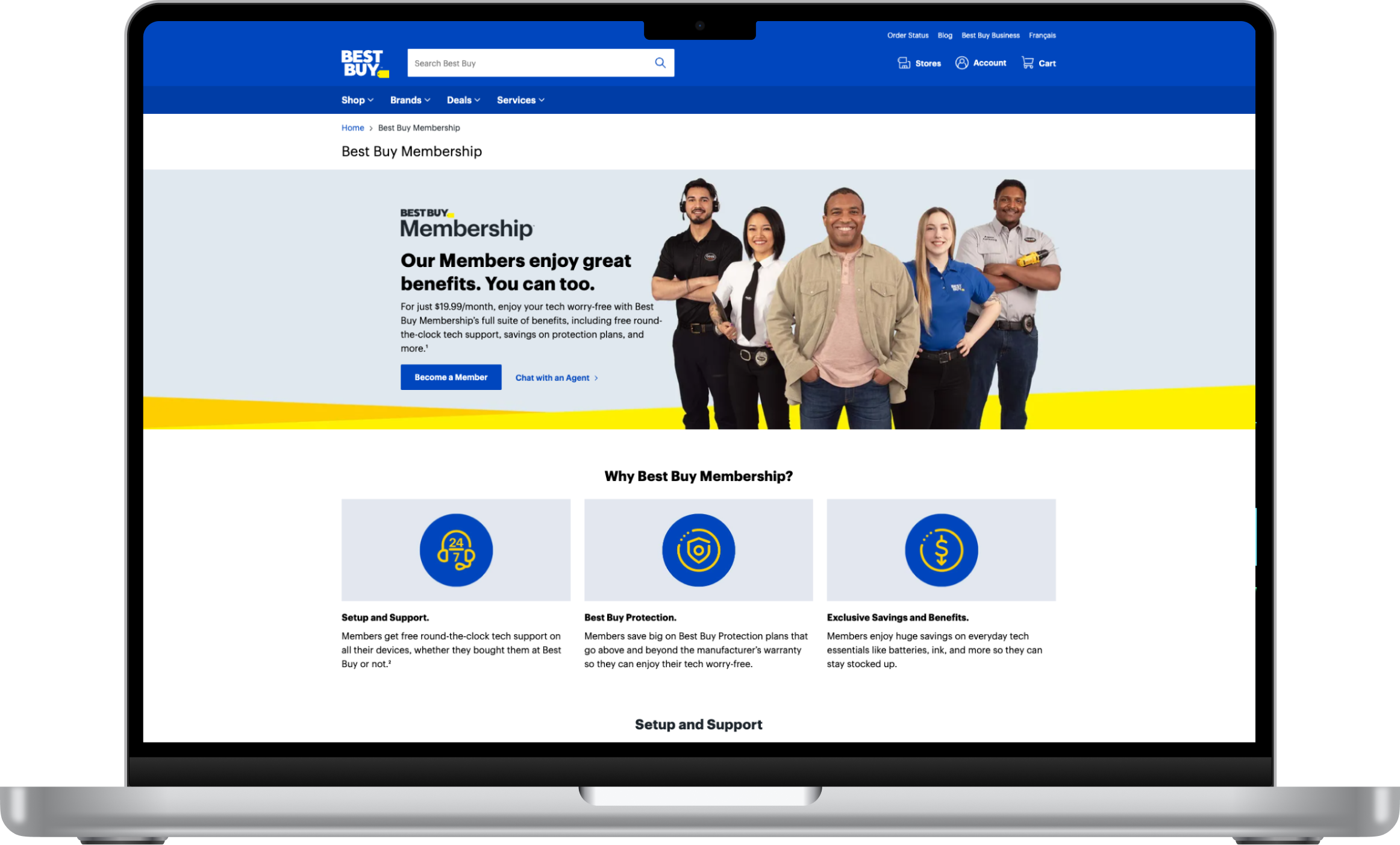Membership landing page.