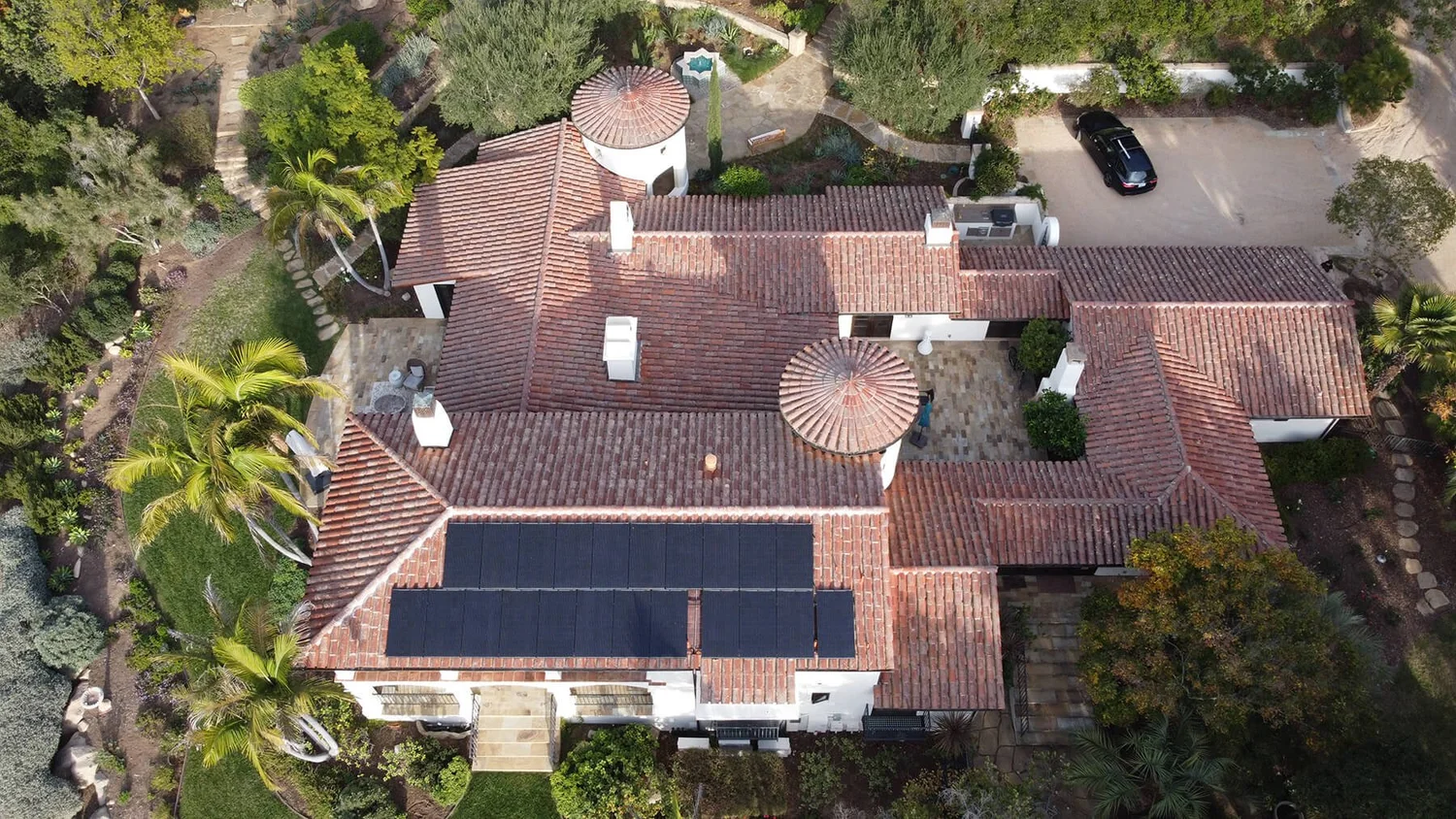 Santa Barbara home with a new tile roof and solar panels