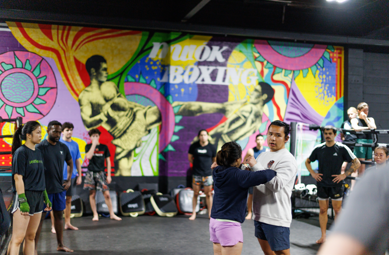 Muay Thai clinch training at Muok Boxing Georgetown Seattle