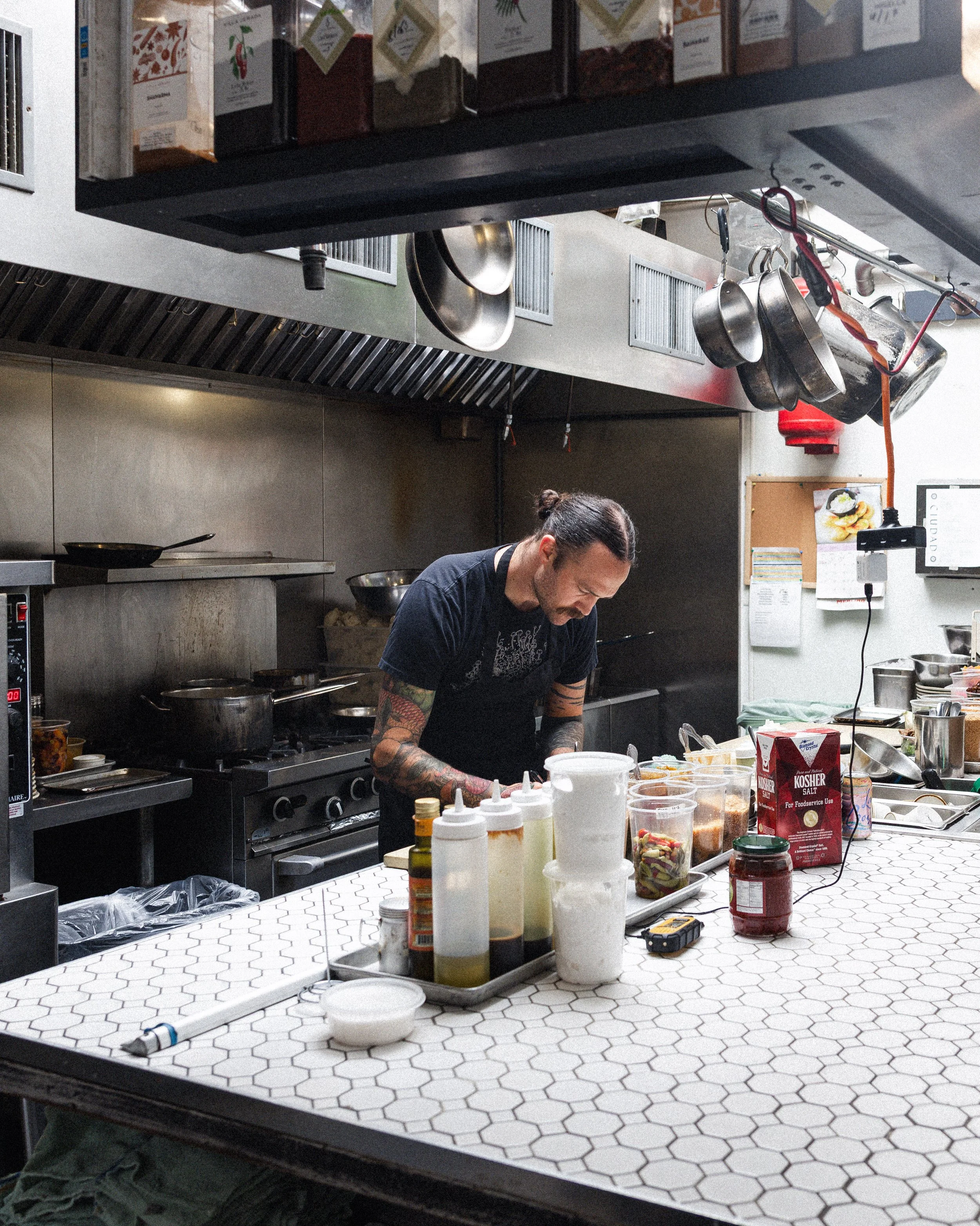Taylor working in the Ciudad kitchen