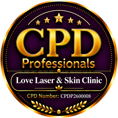 CPD Professionals accreditation badge, Love Laser & Skin Clinic, CPD number CPDP2600008