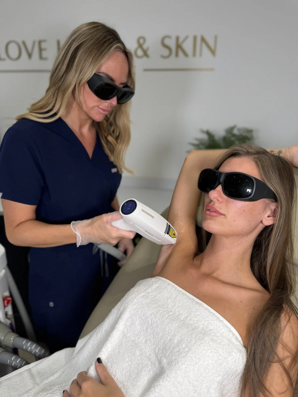 Laura performing laser hair removal in the Love Laser & Skin clinic