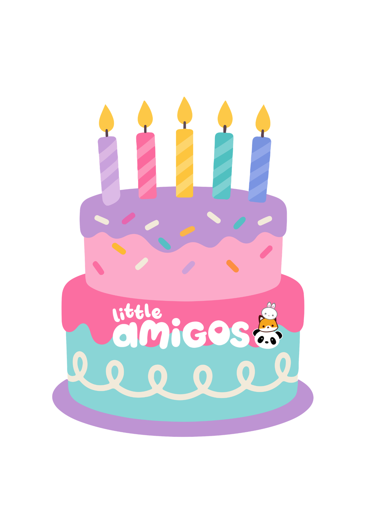 Little Amigos birthday cake with candles