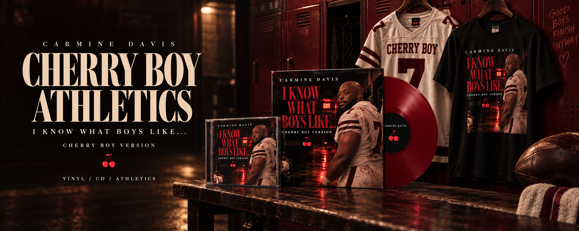 Cherry Boy Athletics preview: vinyl, compact disc, jersey, and graphic tee