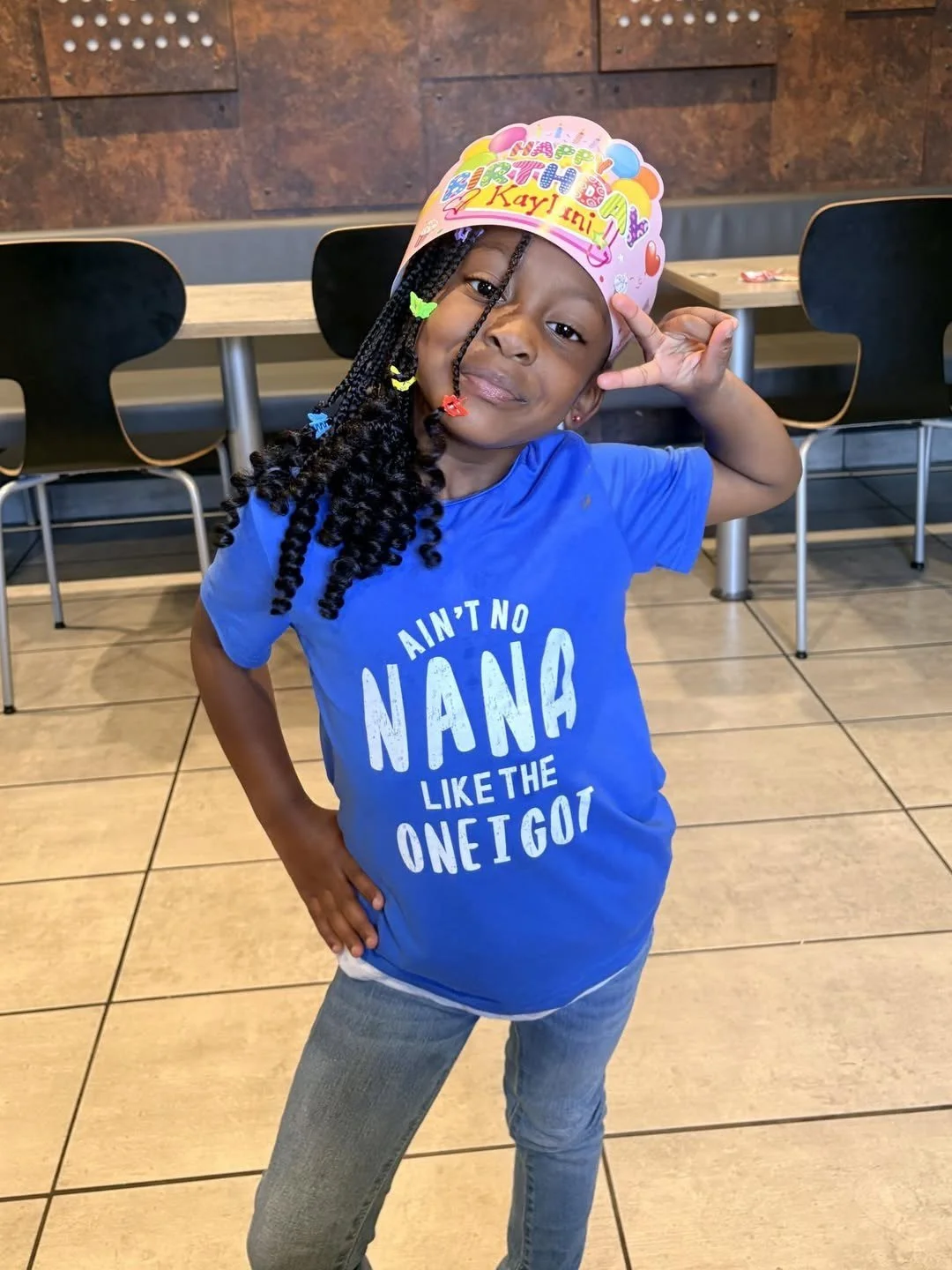Kaylani in a birthday crown