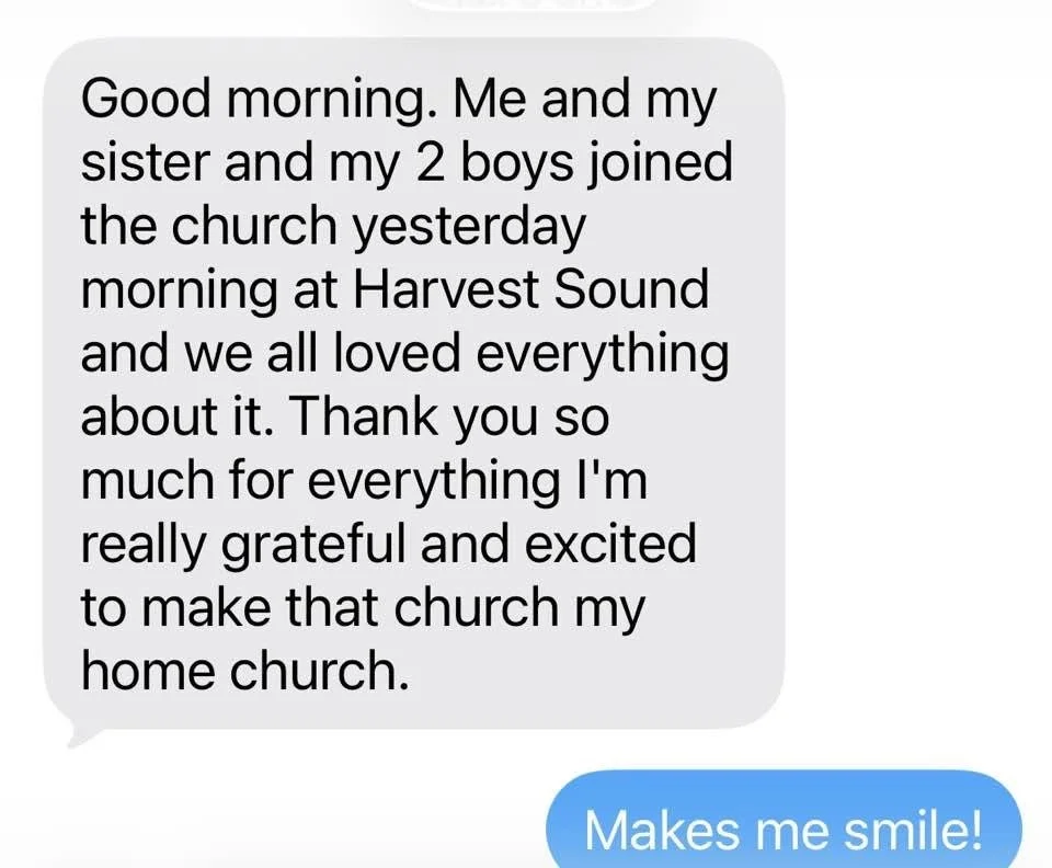 A text from a mom about joining a church