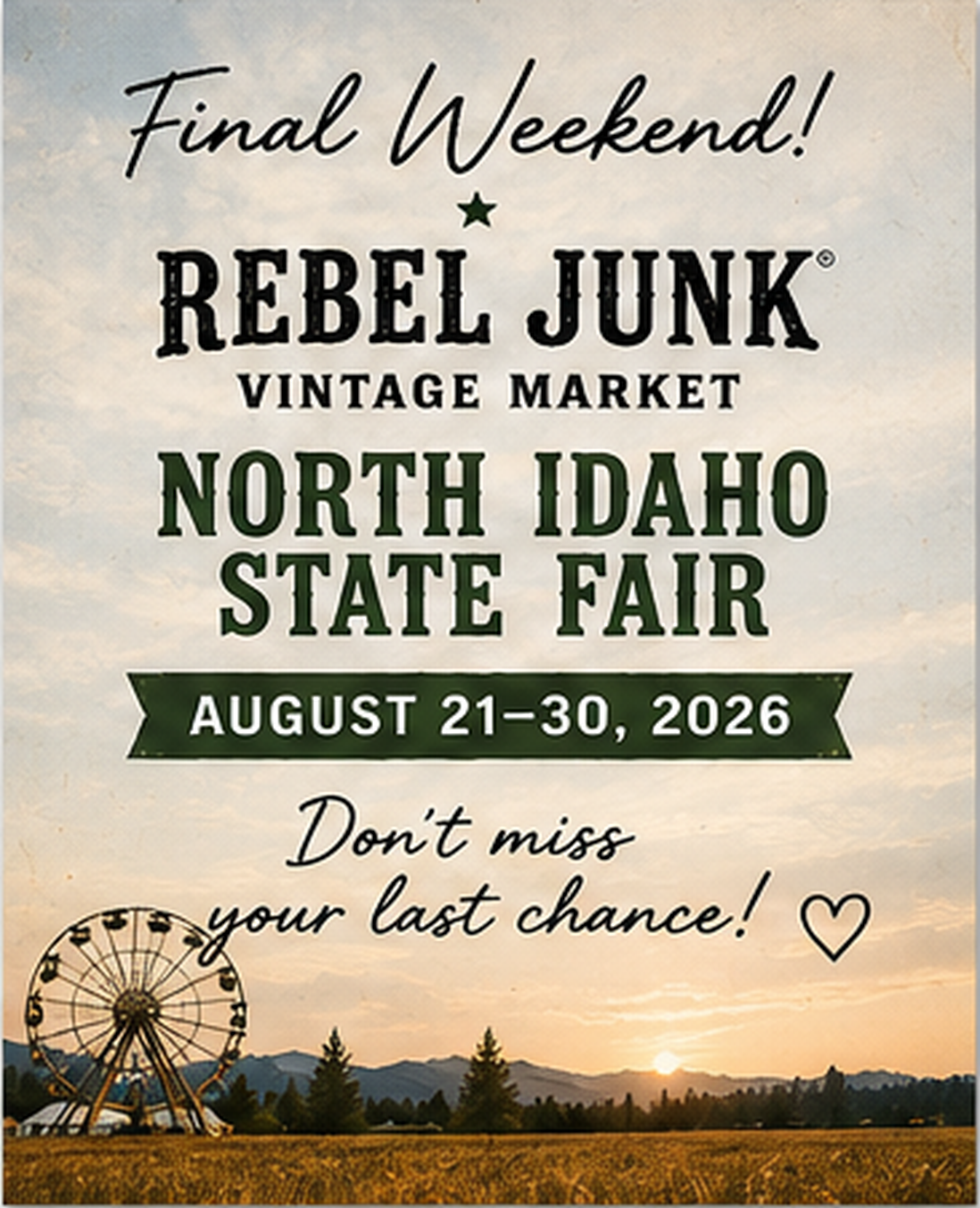 Final Weekend Rebel Junk graphic
