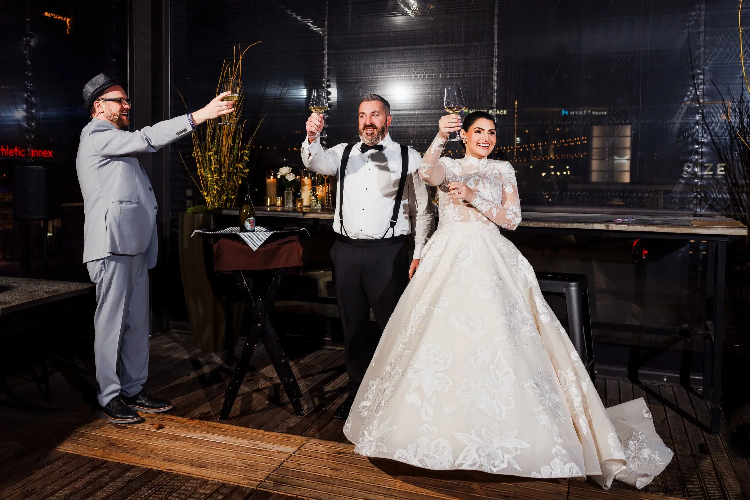 Magician performing a special trick for the bride and groom