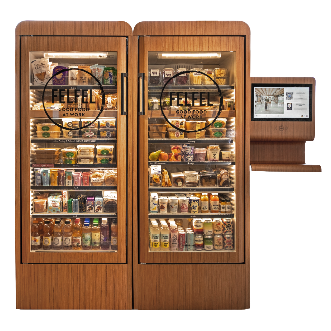 FELFEL Kühlschrank mit frisch gekochten Gerichten, Snacks und Getränken