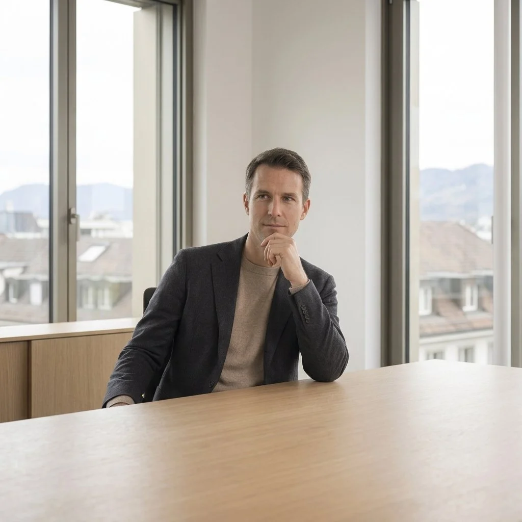 Entscheiderin am Konferenztisch, das Team isst ausser Haus