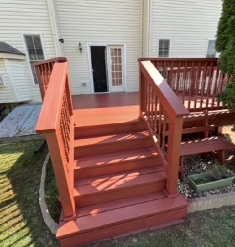 Deck and stair railings after refinishing